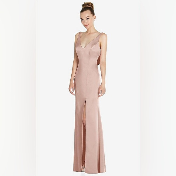 After Six by Dessy Cowl Back Long Maxi Dress Gown, Toasted‎ Sugar, Size 2, NWT - Picture 2 of 15